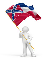 Man and flag of Mississippi (clipping path included)